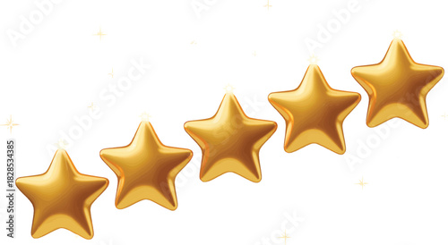 Golden Transparent Concept Stars Rating Sparkle Space Effects Floating With Customer Five