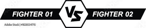 Versus screen banner for fighter 01 and fighter 02 isolated on battle, fight, match, competition, game, sport, duel, challenge, rivalry concept