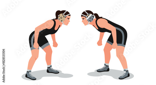 Competitive female wrestlers face off in athletic showdown