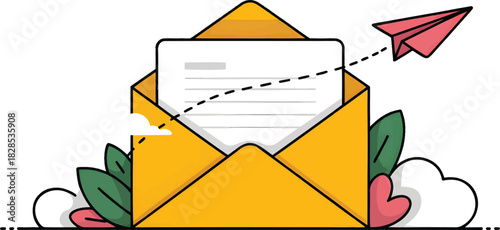 Marketing Design Plane Flat Email Leaving Envelope Paper Theme Icon