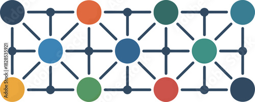 Network Lines Connecting Icon Nodes Design Flat