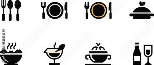 Beverages Restaurant Collection Utensils Dishes Featuring Food Icon