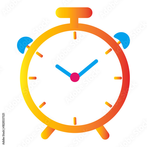 Vibrant alarm clock icon on white
