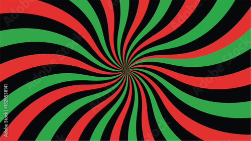 A vibrant and dynamic background featuring a mesmerizing spiral pattern of red, green, and black, creating a visually captivating design
