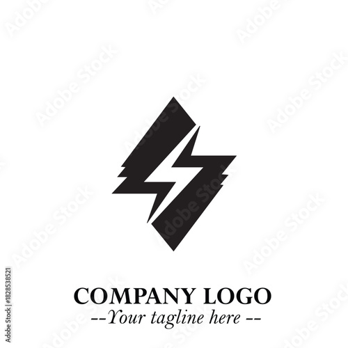 Sleek Electrical Logo Symbol on a Clean White Background for Modern Branding Design Elements Art