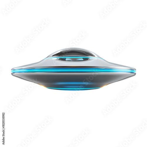 Red luxury speedboat yacht with a flying UFO above it, isolated vector illustration on a white background