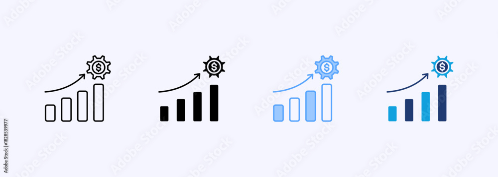 Fototapeta premium Business Progress Icon Set Multiple Style Collection Element For Design