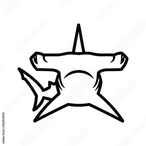 A stylized hammerhead shark illustration isolated on, showcasing its unique head shape and dorsal fin