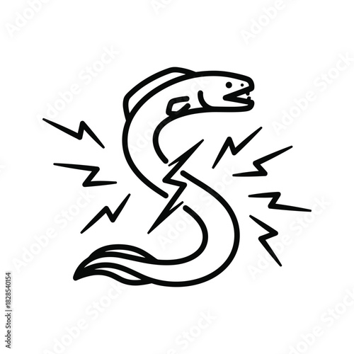Electric eel illustration isolated on cartoon style drawing of a fish with lightning bolts