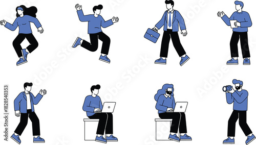 Three Blank Instant Photo Frames Hanging on a Brown Rope with Wooden Clothespins Vector Illustration, Symbolizing Memory, Family Moments, Displaying Pictures, and Vintage Photography Concepts.