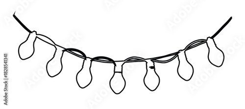 String of light bulbs isolated on white background, creating a festive and decorative atmosphere for celebrations and special occasions