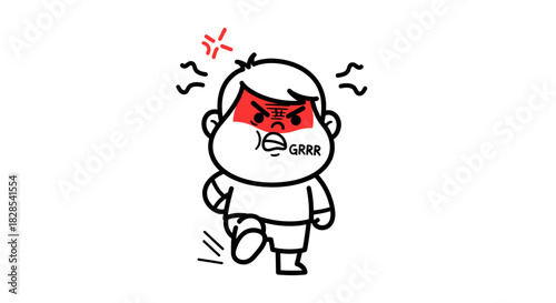 vector illustration of A cartoon character of an angry person with expression and motion, conveying anger and frustration