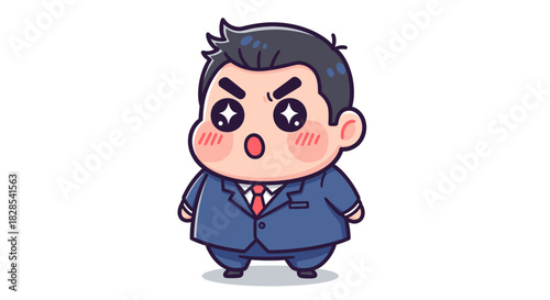 vector illustration of A cute cartoon of a businessman with an expression of surprise and his suit