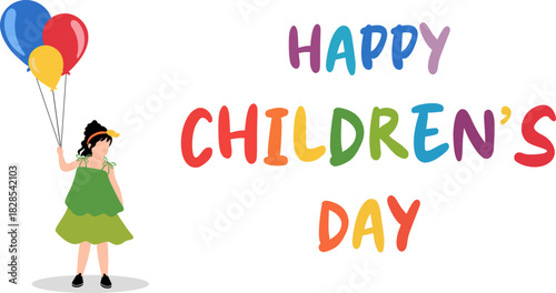colorful happy children's day design. Perfect for holiday greetings, educational materials, posters, banners, and international children’s celebrations.