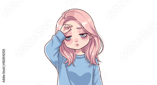 Cute Kawaii Chibi People Character Vector with Emotional Expressions