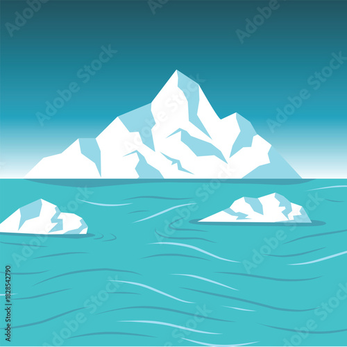 glacial iceberg landscape vector illustration