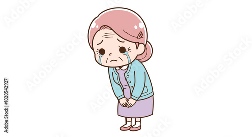 Cute Kawaii Chibi People Character Vector with Emotional Expressions