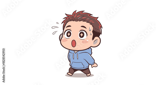 Cute Kawaii Chibi People Character Vector with Emotional Expressions