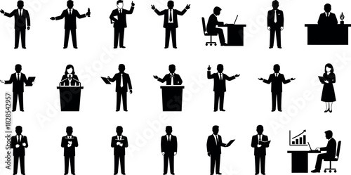Silhouette of business people diverse team leadership and corporate success vector illustration