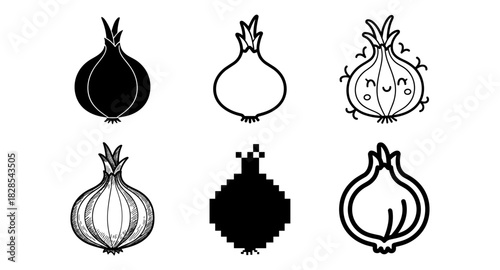 Creative onion art: a collection of vector styles from silhouette to pixel