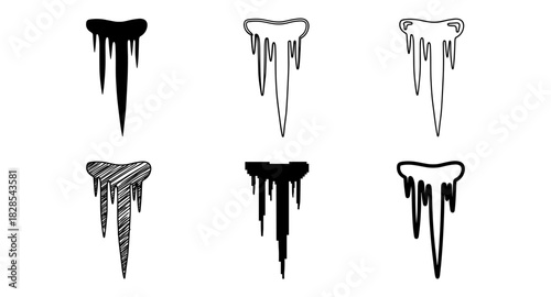 Melting tooth designs: creative drip art variations in black and white