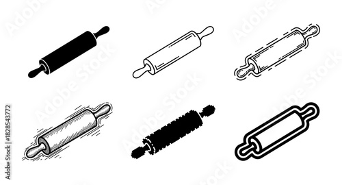 Variety of rolling pin designs in different artistic styles