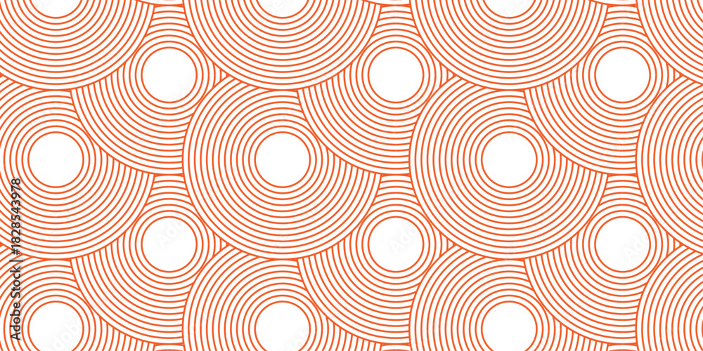 Fototapeta premium Modern abstract orange circle line patter background. Seamless design for banner and wave overlapping geometric design. 