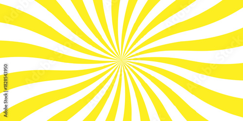 Vector sunray stripe background. Light sunburst glowing background. Sunburst pattern summer social banner. vector illustration pattern beam rays. Spiral radial striped backdrop design.	