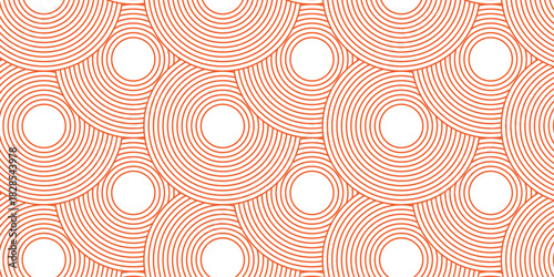Modern abstract orange circle line patter background. Seamless design for banner and wave overlapping geometric design.	