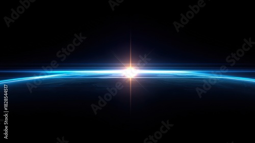 A blue glowing light on the horizon, high resolution and high quality, suitable for technology, space, or nature-themed designs.