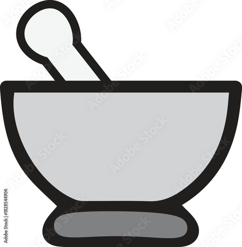Mortar and pestle icon for pharmacy, medicine, and herbal remedies
