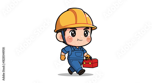 funny cartoon builder with helmet