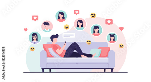 Digital social interaction with multiple virtual connections on mobile device