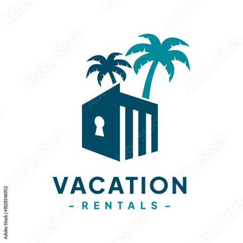 Vacation Rental Logo Design Vector. Concept of travel guide services, accommodation search agencies, and vacation properties.