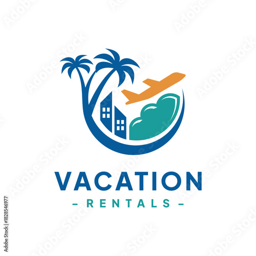 Vector logo design for vacation property rentals. Logo concept for travel guide services, accommodation search agencies, and vacation properties.