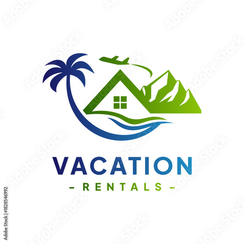 Vacation Rental Logo Design Vector. Concept of travel guide services, accommodation search agencies, and vacation properties.
