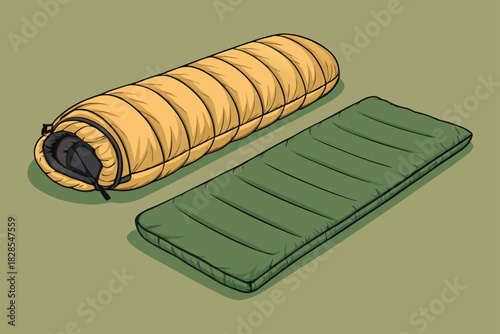 Vibrant Minimal Bold Sleeping Bag And Inf High-Quality Stock Image