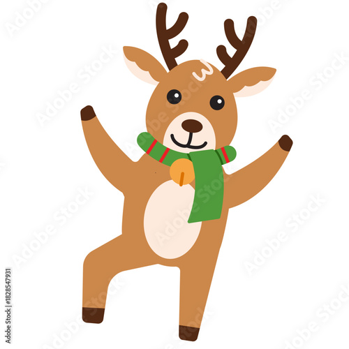 Funny Reindeer with Antlers Up
