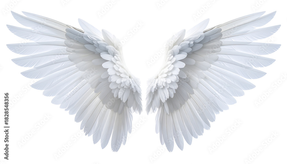 Naklejka premium Elegant White Angel Wings Fully Outstretched