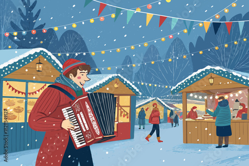 Artwork Festive Street Musician Playin Premium Digital Asset Ideal for Marketing