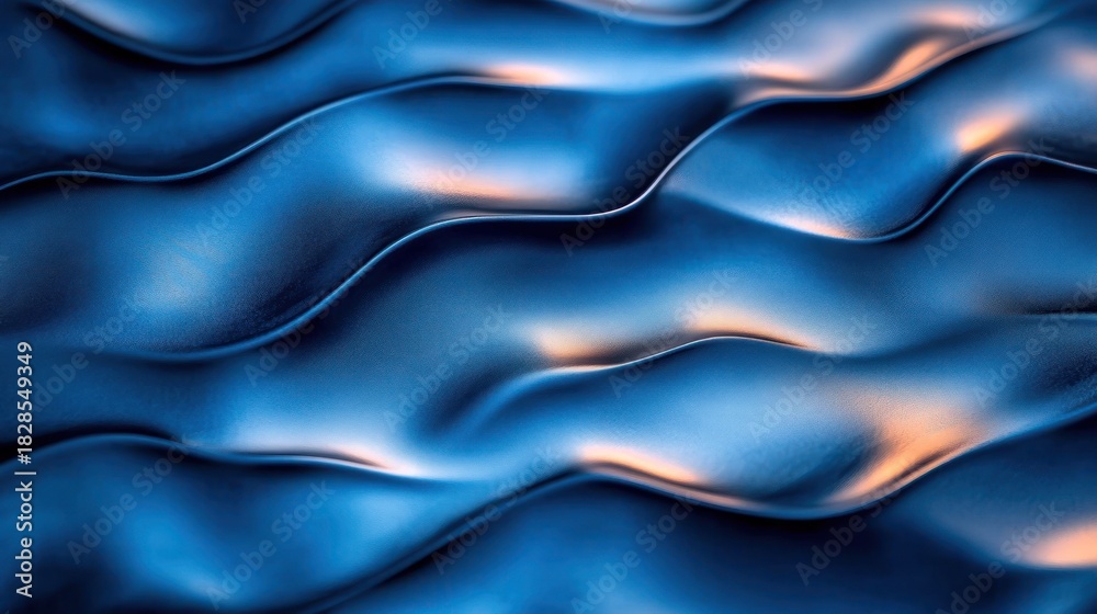 Obraz premium Abstract wavy, fluid blue metal surface