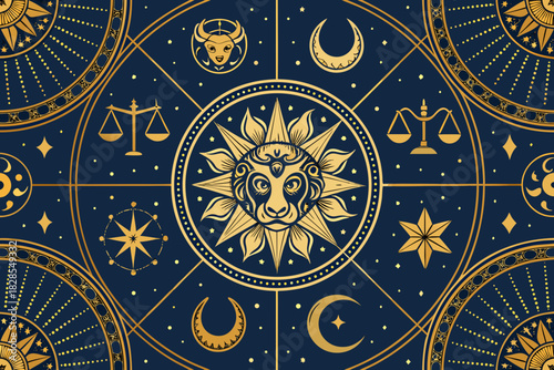 Astrology Zodiac Symbols Bold Gold Professional Photo Suitable for Design