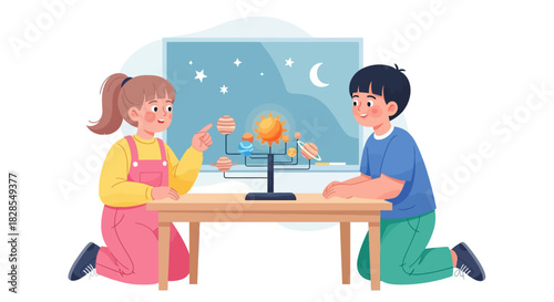 Children Enjoying a Cooking Activity During Nighttime with a View of the