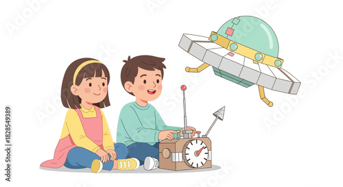 Children Exploring Space Technology with Creative Play and Imaginative