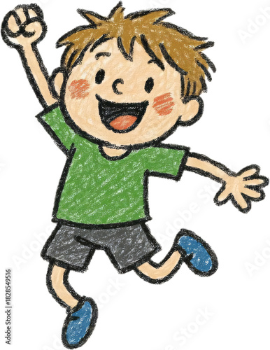 ジャンプする子供た, jumping children, happy kids Banner, happy cute kids boy and girl jump, Freude, 元気な子供たち. Generative AI