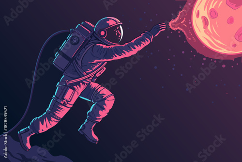 Astronaut Reaching Toward Neon Planet Fra Professional Photo Suitable for Design