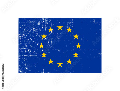 Vintage flag of European Union with scratches