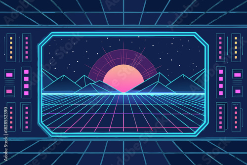 Futuristic Cyber Interface With Neon Lines Professional Photo Great for Commercial Projects