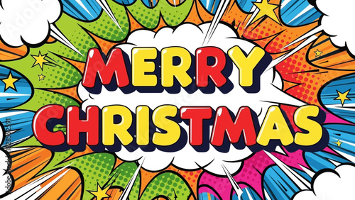 Merry Christmas Comic Book Style Text.
