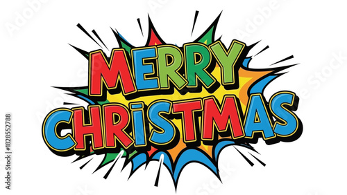 Merry Christmas Comic Book Style Explosion.
